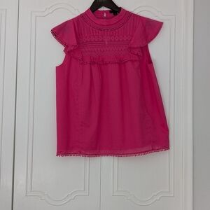 J. Crew Bright Pink Ruffle Blouse Size S